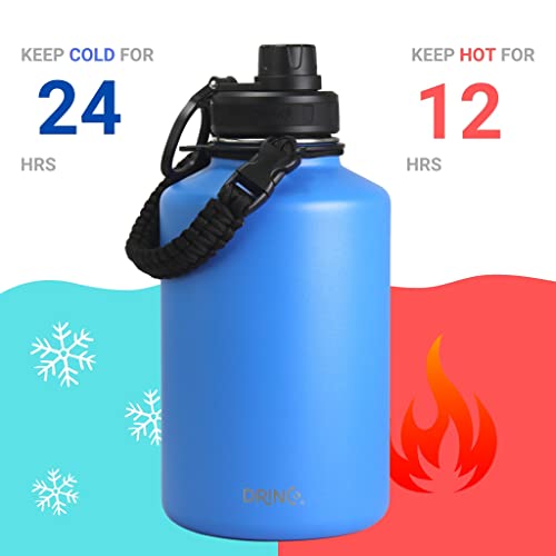 Image of Drinco Stainless Steel Water Bottle Spout Lid Vacuum Insulated Double Wall Water Bottle Wide Mouth Leak Proof Keep Cold Sport Camping Hiking (64oz Royal Blue)