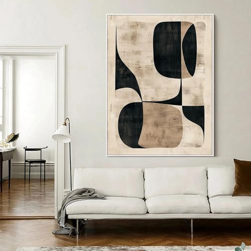 Affiche abstraite beige et noir 60x80cm | Rénovation déco murale salon