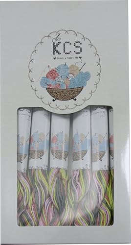Image of KCS Big skeins of 25 Meters Size 25 Color Variegated Cross Stitch Stranded Threads,6 skeins,4509