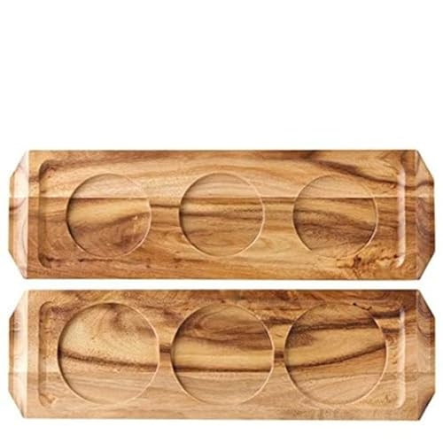 Utopia Acacia Wood Wine/Beer Flights - Pack of 6 | Drink Presentation Boards, Wooden Serving Boards, Drinks Paddles