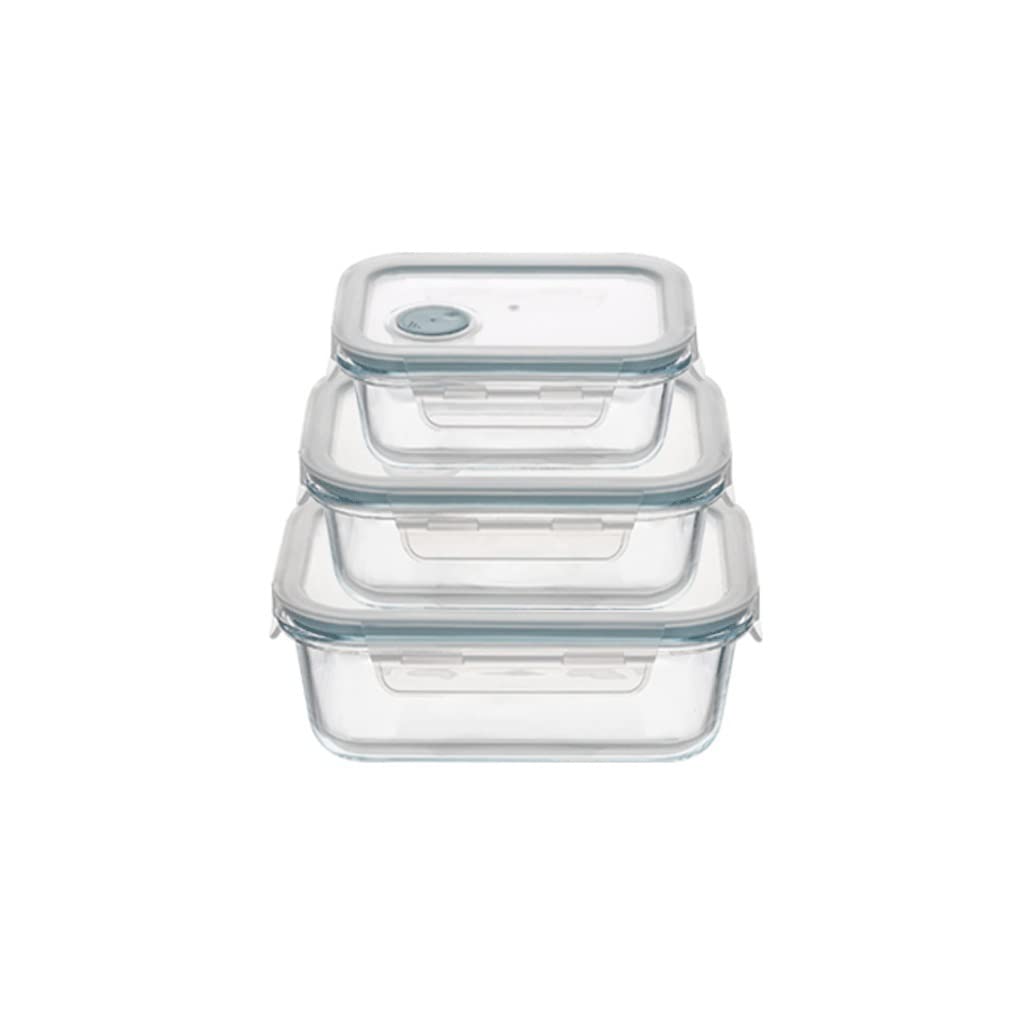 Müslispender Canisters Set Lager-Container mit luftdichten Deckeln 3 Stück luftdichten Glasvorbereitungsbehälter, Mittagsbehälter for Mikrowellen Geeignet für Müsli, Snacks und Zucker