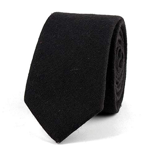 Image of Elfeves Men's Skinny Solid Color Tie Causal Cotton Linen Narrow Slim cut Necktie