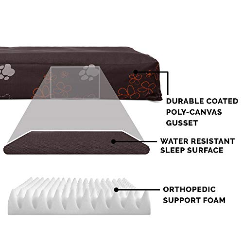 Image of Furhaven Water-Resistant Orthopedic Dog Bed for Small Dogs w / Removable Washable Cover, For Dogs Up to 20 lbs - Indoor /Outdoor Garden Print Mattress - Bark Brown, Small