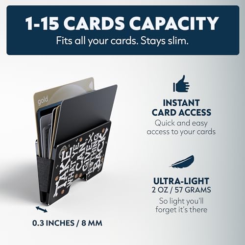 Image of Slim RFID Blocking Card Holder & Money Clip - Aluminum Wallet for Men & Women - Front Pocket Metal Minimalist Wallet Holds 15 Cards - Credit Card Holder - Durable, Lightweight, Unique Engraved Design