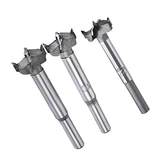 TA-VIGOR Forstner Wood Boring Drill Bits 20mm 21mm 22mm Dia, Hole Saw Carbide Alloy Steel Tip Round Shank Cutting for Hinge Plywood Wood Tool 3in1 Set