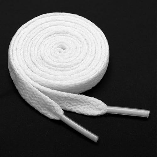 Sixstore 2 Paar (4 Schnürsenkel) flache Schnürsenkel für Sneaker, Schnürsenkel für Sneaker, athletische Laufschuhe, Stiefelschnüre, Weiß, 120 cm Länge und 8 mm Breite