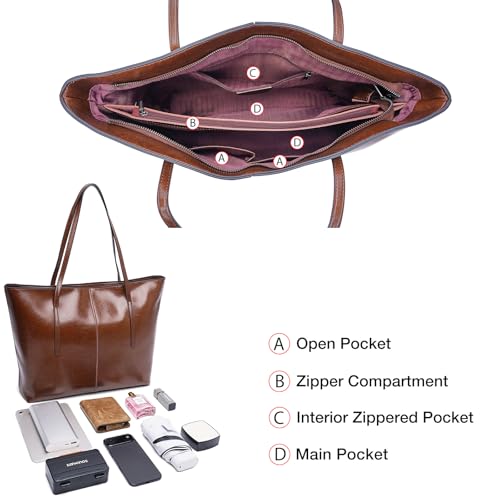 Image of LAORENTOU Women Crossbody Handbags Genuine Leather Satchel Handbags for Women Top-handle Shoulder Tote Purses