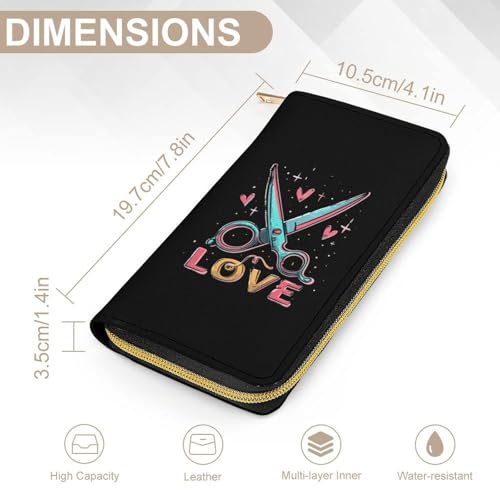 Love Scissors Barber Hairstylist Wristlet Wallets for Men Women Leather Purse Clutch Cute Card Holder2