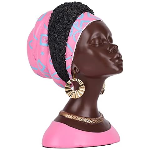 WUBIANJIE Afrikanische Statuen und Skulpturen, afrikanische amerikanische weibliche Büste Skulpturen, kreative Harzstatuen für Wohnzimmer Cover