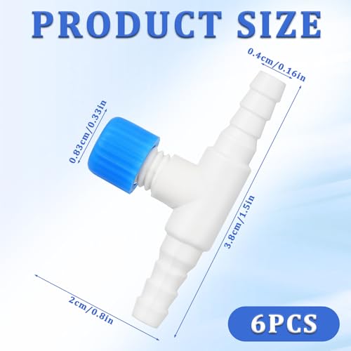Image of Psyqtsuary 12 Pcs Check Valve Aquarium Air Pump Accessories, 6 Check Valves+6 T Shaped Air Valves Non-Return Control Valve for 3 /16 inch Aquarium Tubing (Black)