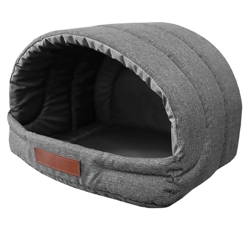 Leanbe Personalisierte Hundehütte/Hundehöhle – Kuscheliges Hundebett mit Namensgravur – Katzenhöhle & Schlafplatz für kleine und große Hunde Hundehaus (Graphit, R1:41x33x28cm)