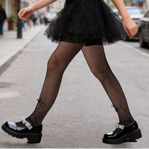 Image of Girls Lace Fishnet Tights Toddler Sheer Patterned Stockings Hollow Dance Pantyhose for Kids Halloween Tights