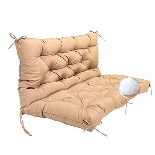 Lfnoone 47"X40"Bench Cushions Swing Cushions Replacement Seat Pad 2-3 Seater Waterproof Overstuffed Bench Cushion Thicken 5" Outdoor Loveseat Cushions With Ties For Porch Garden Furniture Patio/Khaki #TOP18