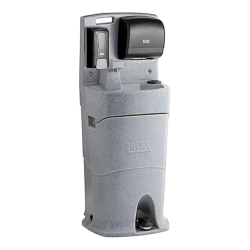 Mobile Hand Wash Station, 16 Gallon Tank, Foot Pedal Operation, with Soap and Paper Towel Dispensers, Gray