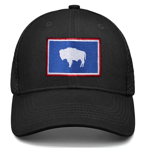 Image of Adjustable State Flag Trucker Hat Mesh Baseball Cap with Embroidered Patch for Men Women