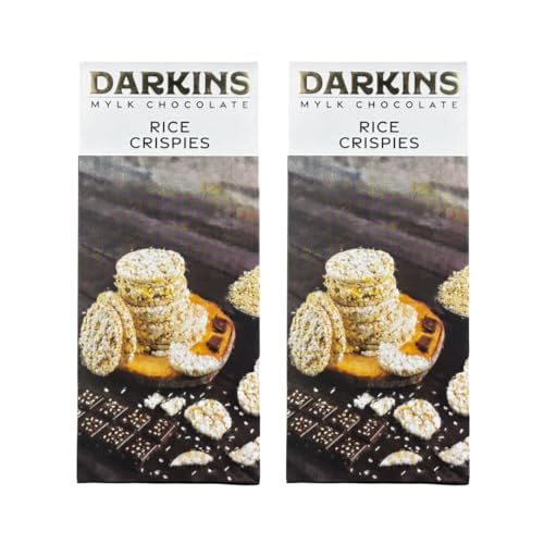 Darkins Vegan Mylk Rice Crispies Chocolate | Unrefined Cane Sugar | Gluten-free | Hand Crafted Chocolate | 50 Gm Each Pack Of 2