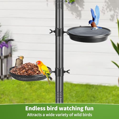 Bird Feeder Pole, 76 Inch Bird Feeding Station, Heavy Duty Shepherd Hooks for Outdoors Hanging Birds Feeders, 4 Hook Hummingbird Feeder Stand with Birds Bath, Mesh Tray - Image 5