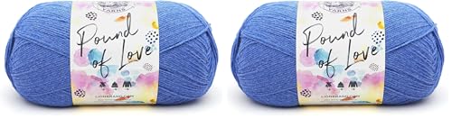 Image of Lion Brand Pound of Love, Value Yarn for Knitting and Crocheting, Large Craft Yarn, Denim (Pack of 2)