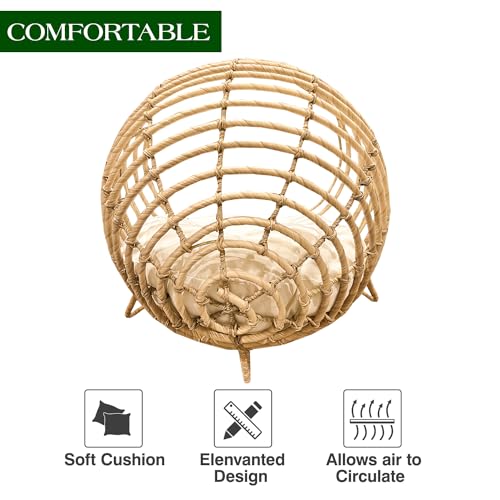 Handwoven Rattan Pet Lounge Chair with Plush Cushion - Luxury Indoor/Outdoor Nest for Cats and Small Dogs - Cozy Elevated Bed - Durable and Stylish Animal Lounger - Friendly Pet Furniture