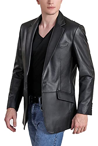 BGSD Men John 1-Button Lambskin Leather Blazer Sport Coat Jacket (Also available in Big and Tall and Short)4