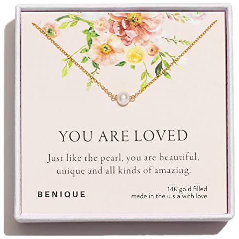 Single Pearl Choker Necklace, 925 Sterling Silver or 14K Gold Filled Fine Chain, Simple Dainty White Freshwater Pear Pendant, Made in USA, 13"-16" Adjustable (TinyPearlChoker/GF16) Cover
