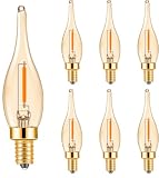 Hcnew E14 LED Glühbirne Kerze Retro Vintage Filament Lampe kerzenlampen C22 0.7w Ersetzt 7 Watt 2200K Ultra Warm,50 lumen Kandelaber Kronleuchter Salzlampe Nachtlicht,220V-240V,6er-Pack
