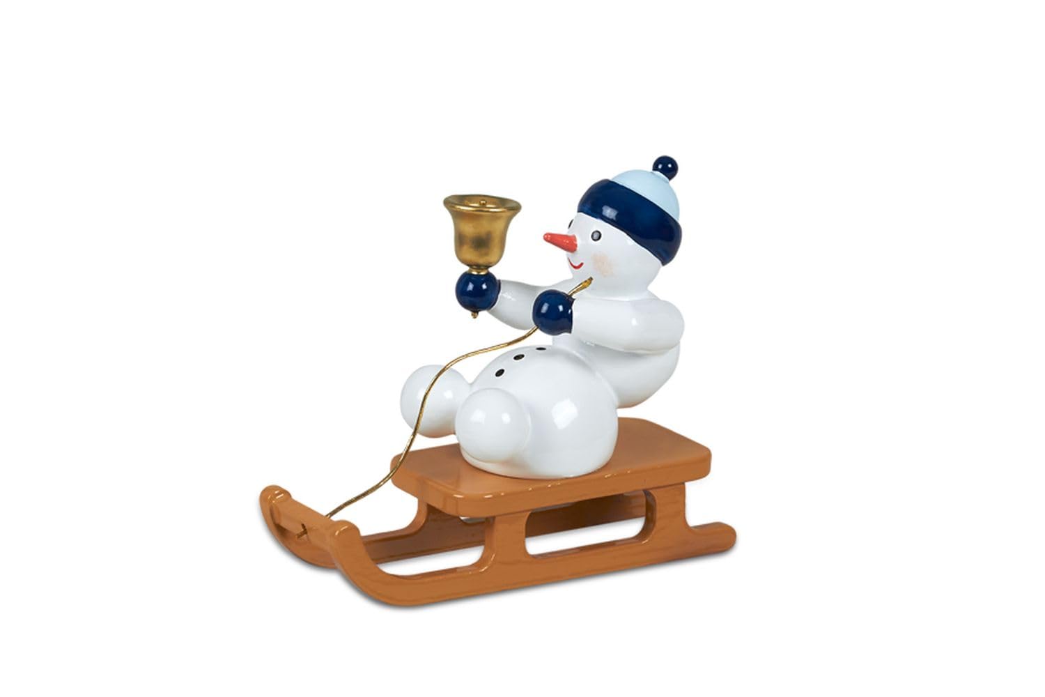 Bonhomme de neige en figurine de Noël Rudolphs Schatzkiste avec traîneau en bois
