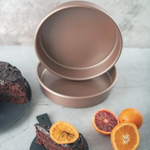 HAPPIELS Non Toxic Nonstick 9 inch Round Cake Pans Set of 2 | Quality Non Stick 9 inches Layer Circle Cake Pan 2 inches Deep | Best 9in Baking Pan PFOA, BPA free Nontoxic | 9inch 9inches Cake Pans Set - Thumbnail 5