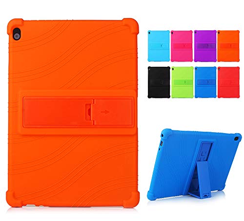 Duanr Lenovo Tab B10 10.1インチ ケース カバー スタンド機能 シリコン 衝撃吸収 タブレットケース オレンジ