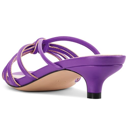 Image of TNYNFBEB Womens Sandals Mules Low Kitten Heel Open Toe Shoes Slip-on Slingback Prom Party Dress Summer 1.4 Inches Heels