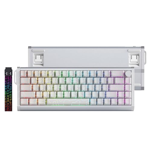 Image of MOLGRIA x SKYLOONG 60% Aluminum Gaming Keyboard, GK68 HE USB Wired Magnetic-Switch RGB Backlit Mechanical Keyboards with South-Facing Print Contour Line Keycap and Knob Multi-Layer Gasket (White)