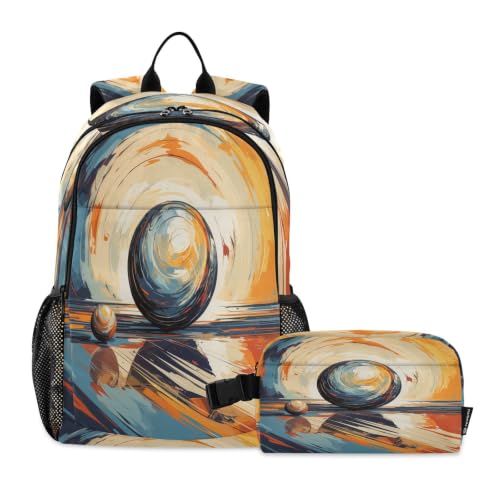 Sac à dos étudiant aquarelle avec sac à déjeuner assorti pour l'école