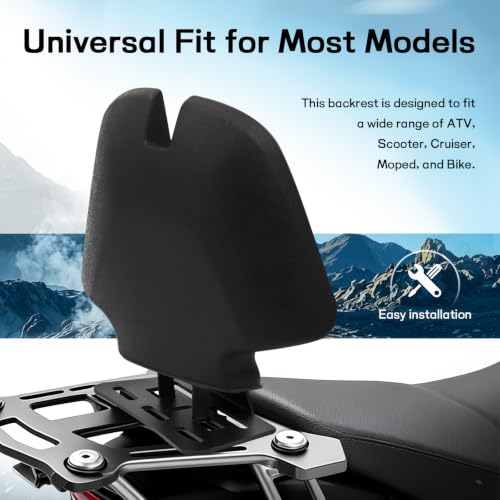 Image of Mokuo C-Shape Motorcycle Backrest - Universal Easy-Mount Base, Comfortable Body-Hugging Support with PU Foam, Fits ATV Scooter Cruiser Moped & Bike Luxury Double Humpta type