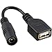 JacobsParts Barrel Jack to USB Type A Female Connector Adapter 5V Power Cable 5.5mm/2.1mm
