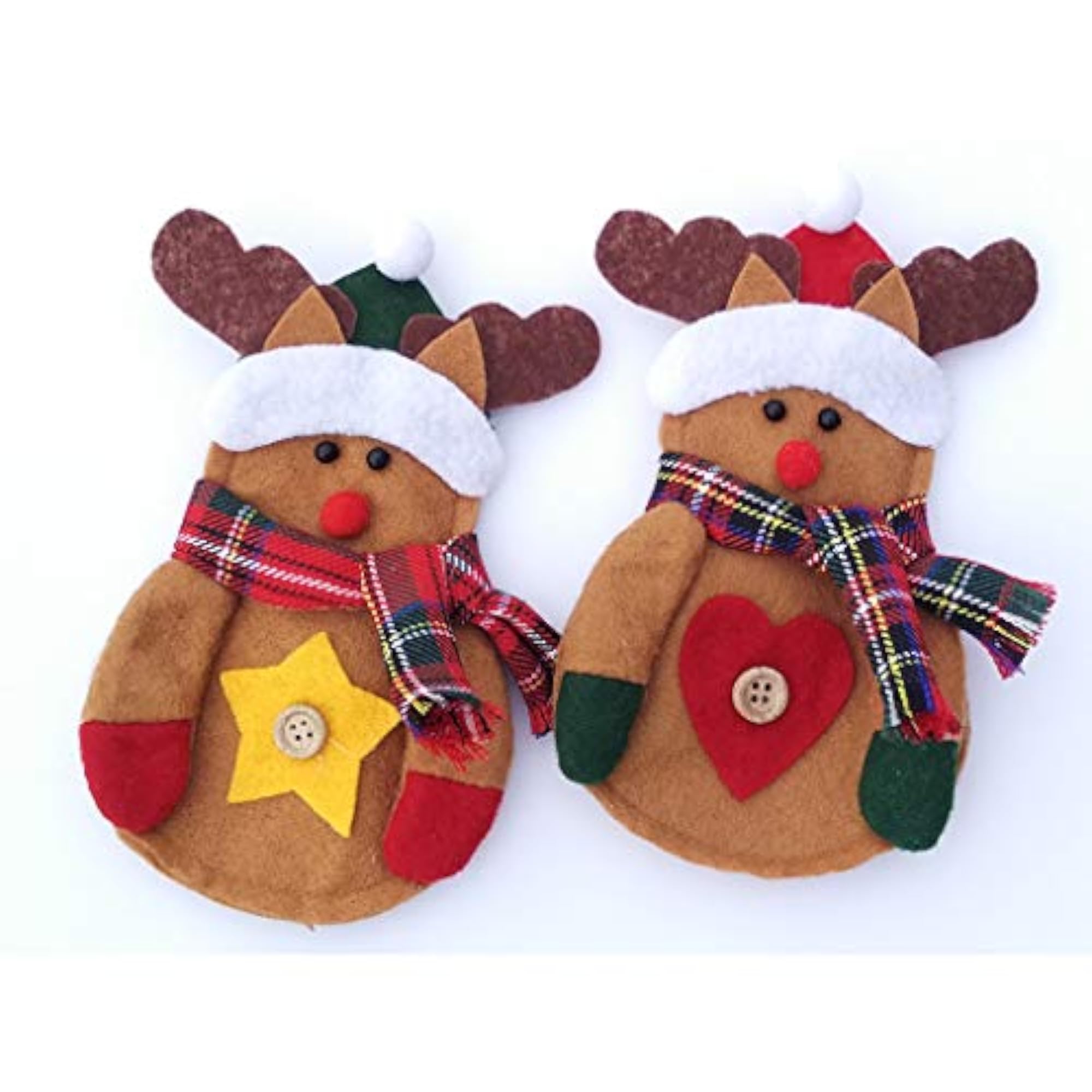 2pcs Christmas Dinner Tableware Cutlery Bag Holder Elk
