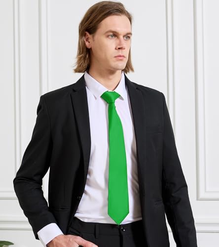 Image of KOOELLE Men's Ties Solid Pure Color Plain Neckties Formal Black Ties For Men