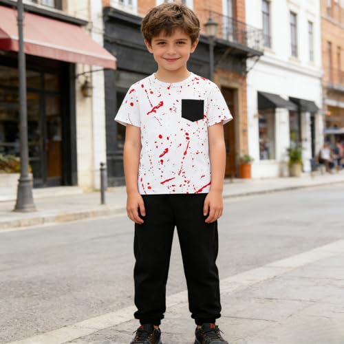Image of Size 5-13 Years Boys Summer /Spring Outfits Set Short Sleeve T-Shirt & Pants Kids Boys Fall Fashion Clothes Sets