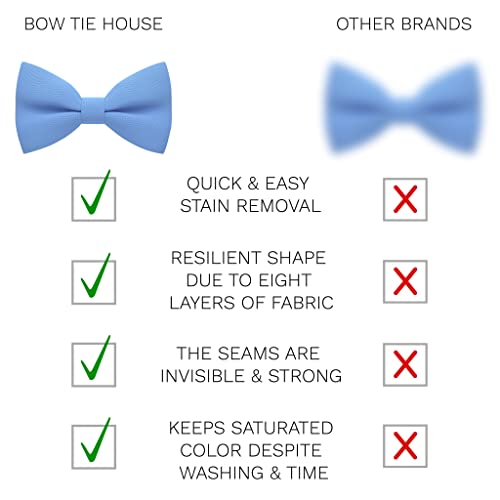 Image of Bow Tie House Mens Bowties Pre-tied Shape Clip on Bowtie Solid Men Formal Wear for kids, baby boys, toddler any age bow ties