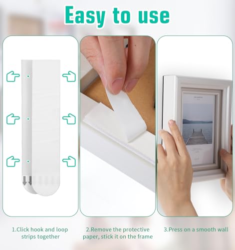 Image of 60Pcs Picture Hanging Strips Heavy Duty - No Damage Removable Adhesive Hooks for Frames Canvas Home Decor, Wall Safe Hangers Without Nails