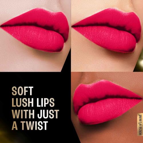 Image of Lakme Forever Matte Lipstick, Waterproof, Non Drying, Creamy Matte Bullet Lipstick Made With French Rose Oil Extracts, Pink Ruby, 4.5g (Pack of 2)