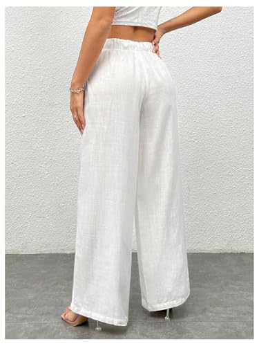 SOLY HUX Women's Drawstring Waist Wide Leg Palazzo Pants Summer Loose Trousers with Pockets2