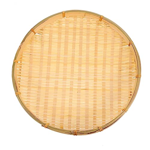 SOLUSTRE 1Pc Woven Round Dustpan Basket Versatile Food Tray Storage Organizer for Home Kitchen Cleaning Stackable Design