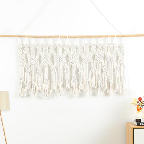 Leeva Boho Valances for Windows, Macrame Handmade Cotton Woven Curtains