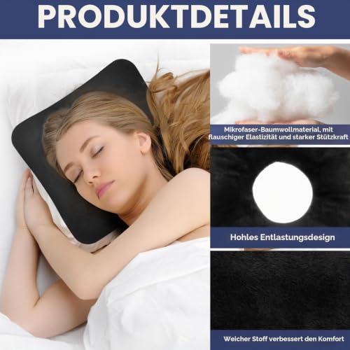 VAVPUP Piercing Kissen mit Loch,Ohrlochkissen für Seitenschläfer mit Ohrloch,O-Förmiges Design,Superfeine Baumwollfaser,Starke Stützkraft,Tragbar Donut Kissen für Zuhause,Reisen und Büro(schwarz)