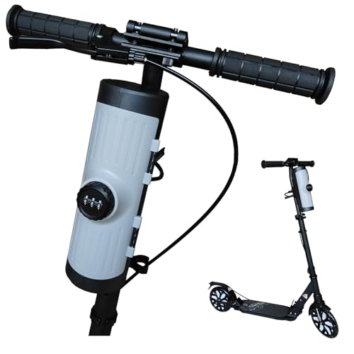 BOWENDA Anti-Theft Scooter Lock Box - 3-Digit Combo Weatherproof Storage Bag (740mL) for Electric Scooters, Bikes & Kid Scooters - Handlebar Stem Mount with Bracket Kit (Small Capacity, Grey)