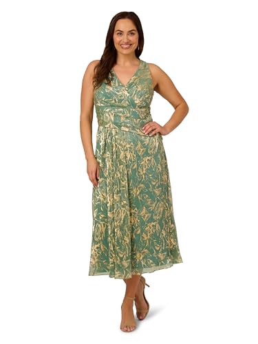 Adrianna Papell Women's V Neck Soft Skirt Midi Dress