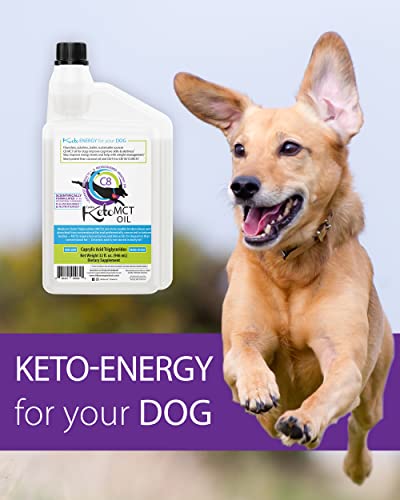 LifeSense C8 MCT Oil for Dogs, Keto-Friendly, Sourced from Coconut Oil, Human Grade, 32 oz, Made in USA by PhD Nutrition, Dog Optimal Fuel for The Brain and Body