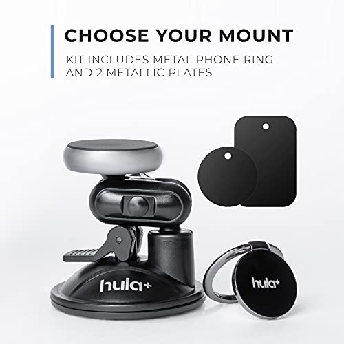 Hula+ Magnet Shower/Mirror Phone Holder/Mount/Stand. Reusable Non-Residue Mount For Bathroom/Kitchen/Shower. Compatible With All Phones, Great Gift For Tiktok/Youtube/Make Up (Space Gray) #TOP5