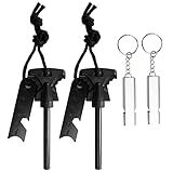 AGM Kit de Supervivencia de la Herramienta magnesio del arrancador de Fuego del pedernal El Delantero + Regla + el silbido para Acampar al Aire Libre de Estar Supervivencia