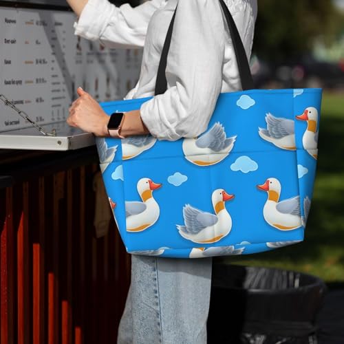 Bolso de playa impermeable con diseño de nube y cisne, bolso tote con cremallera, bolsa de viaje grande para semana para mujeres miniatura 3